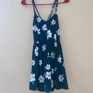 Dark green floral romper